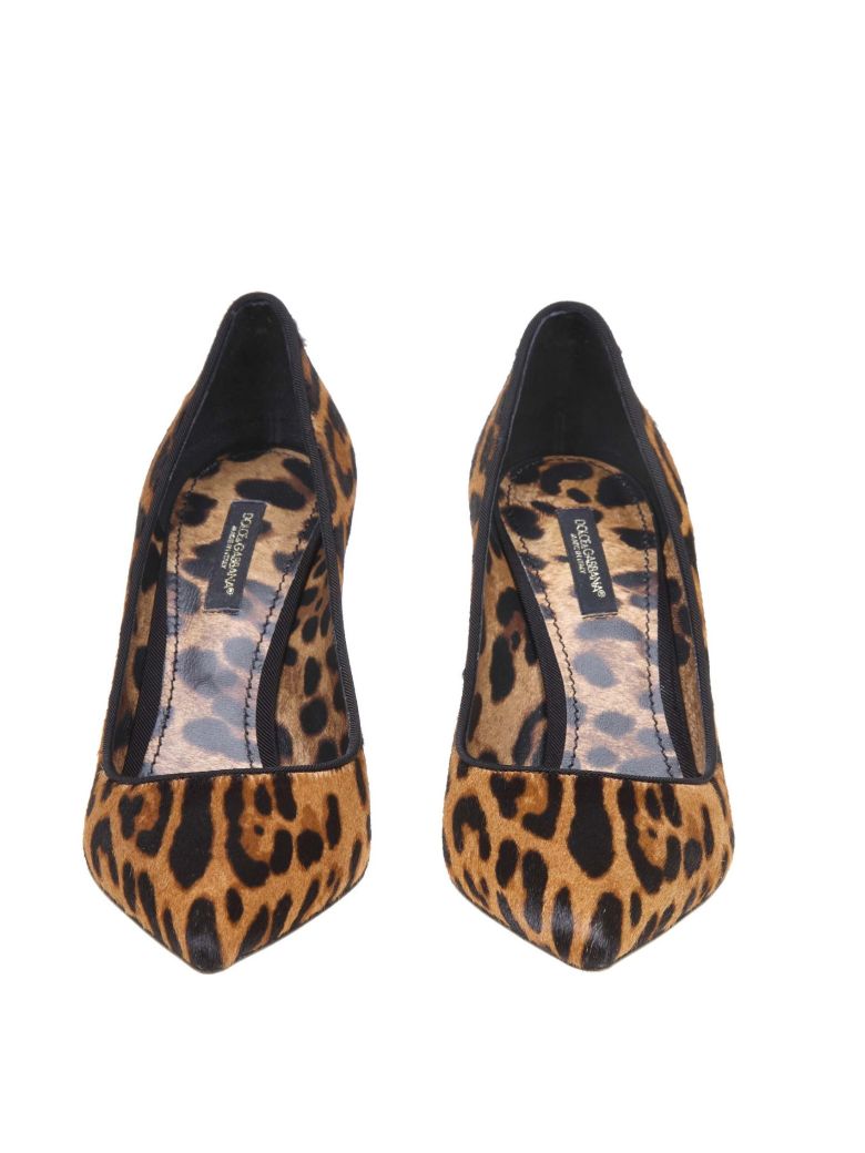 DOLCE & GABBANA DECOLLETE IN CAVALLINO WITH LEOPARD PRINT,10990977