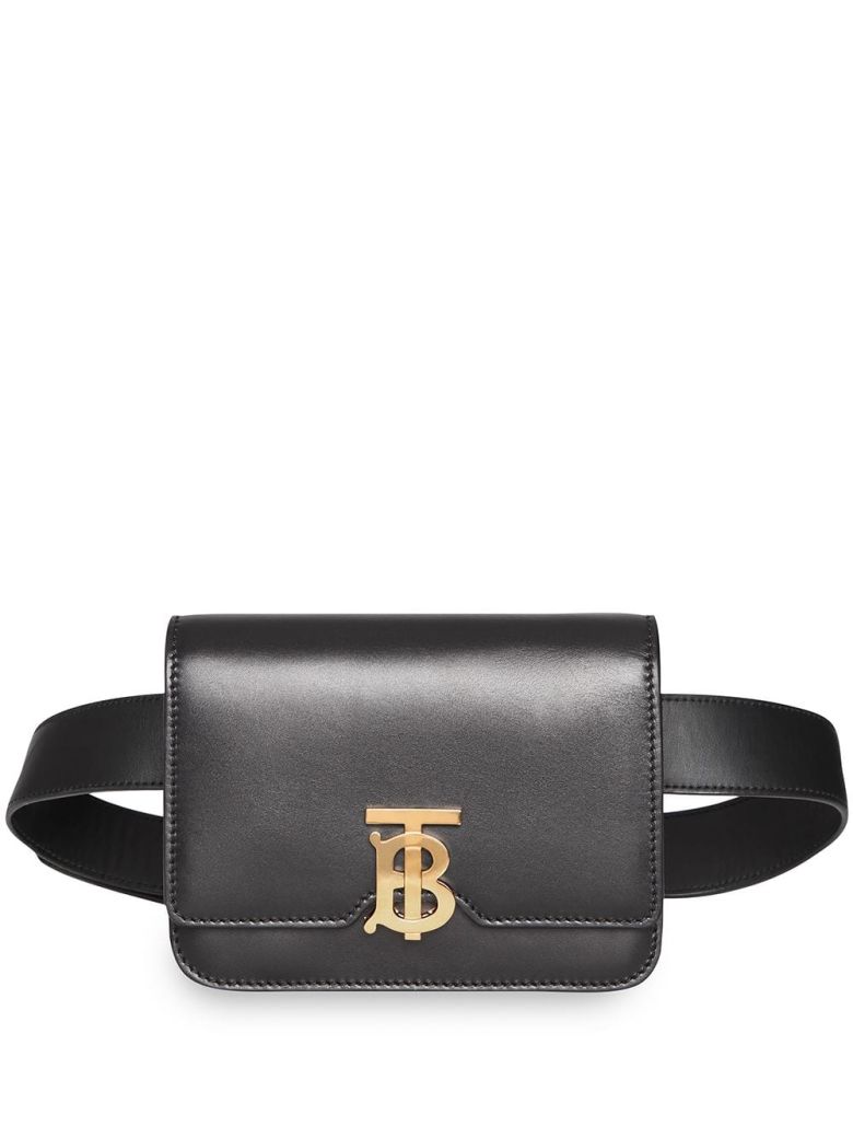 burberry logo plaque belt bag in black | modesens