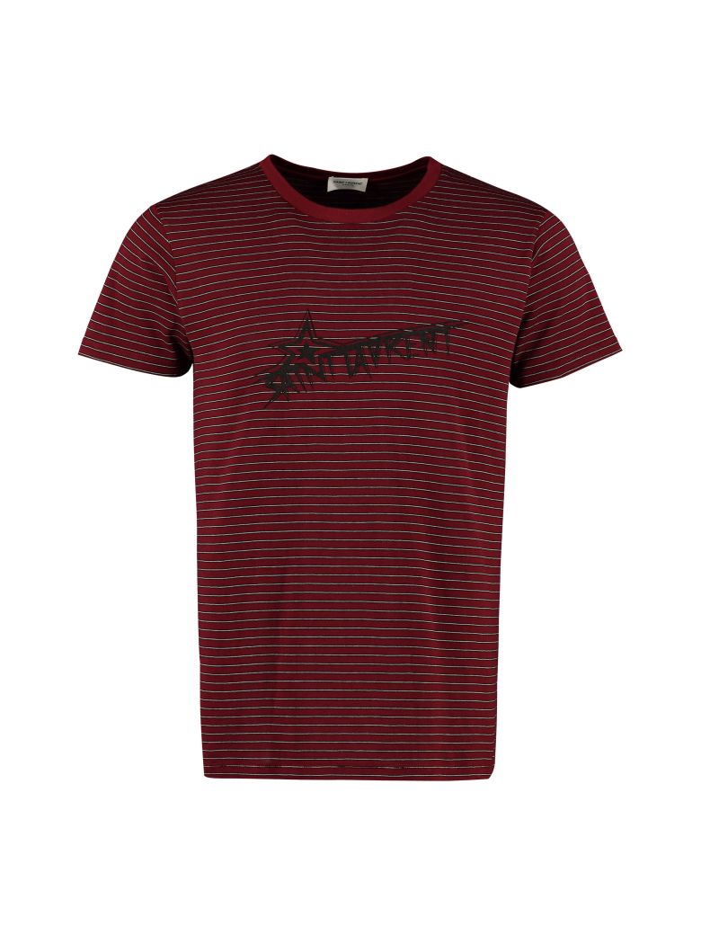 SAINT LAURENT STRIPED COTTON T-SHIRT,11041525