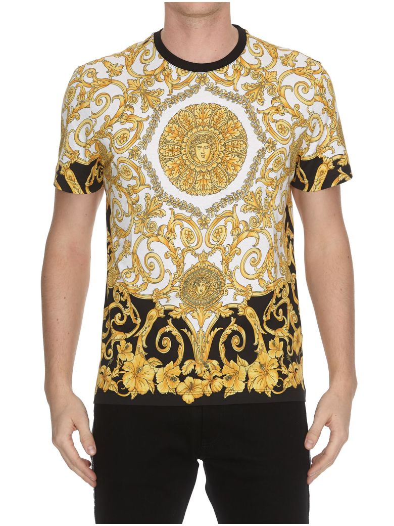 Versace Versace Gold Hibiscus T-shirt - Multicolor - 10777581 | italist