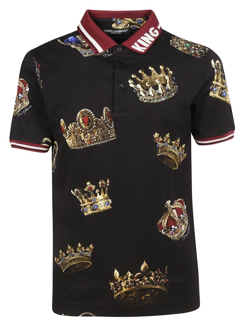 Dolce & Gabbana Dolce & Gabbana Crown Print Polo Shirt - Black ...