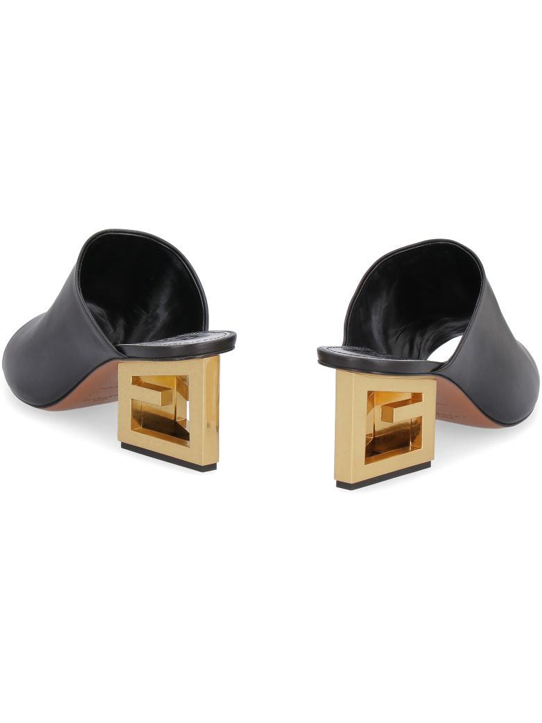 GIVENCHY TRIANGLE LEATHER OPEN-TOE MULES,10884070
