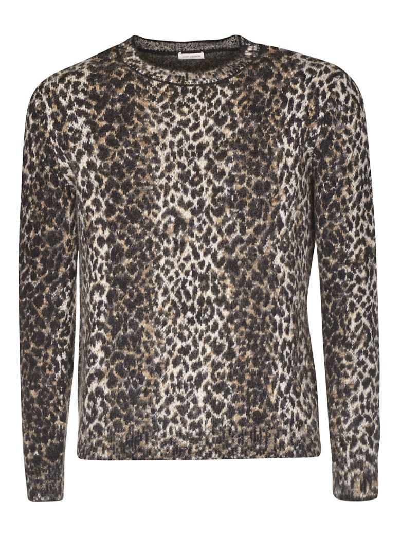 SAINT LAURENT LEOPARD PRINT SWEATER,11002996