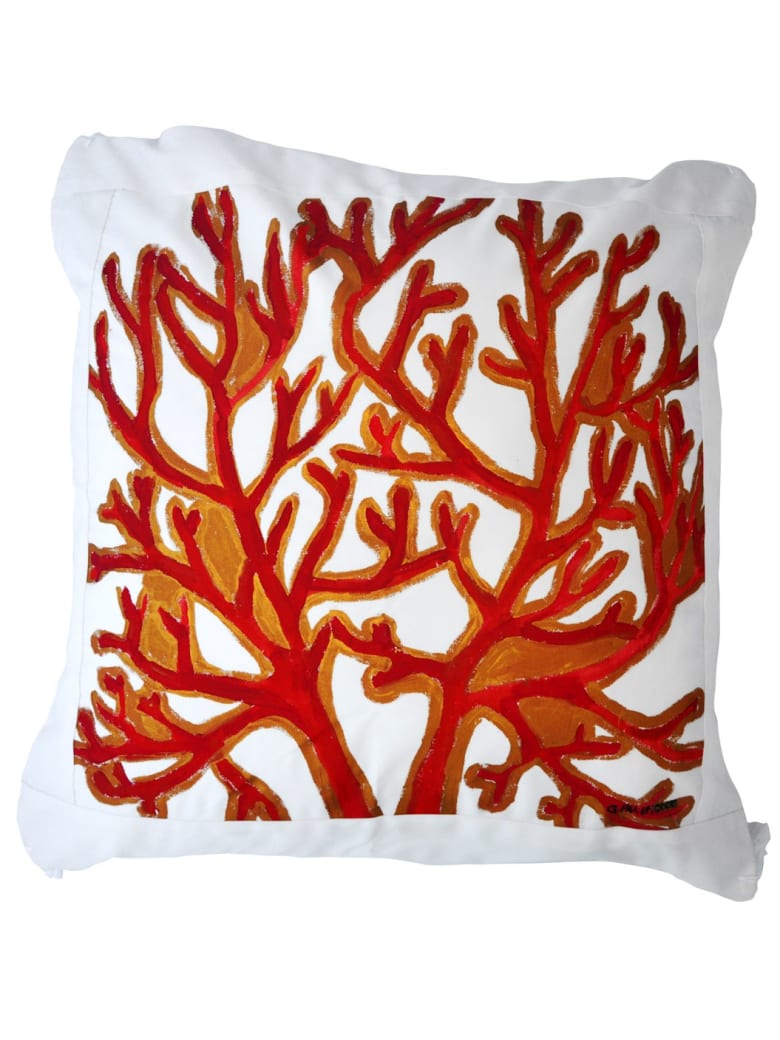 Le Botteghe su Gologone Acrylic Hand Painted Outdoor Cushion 80x80 cm - Red Fantasy