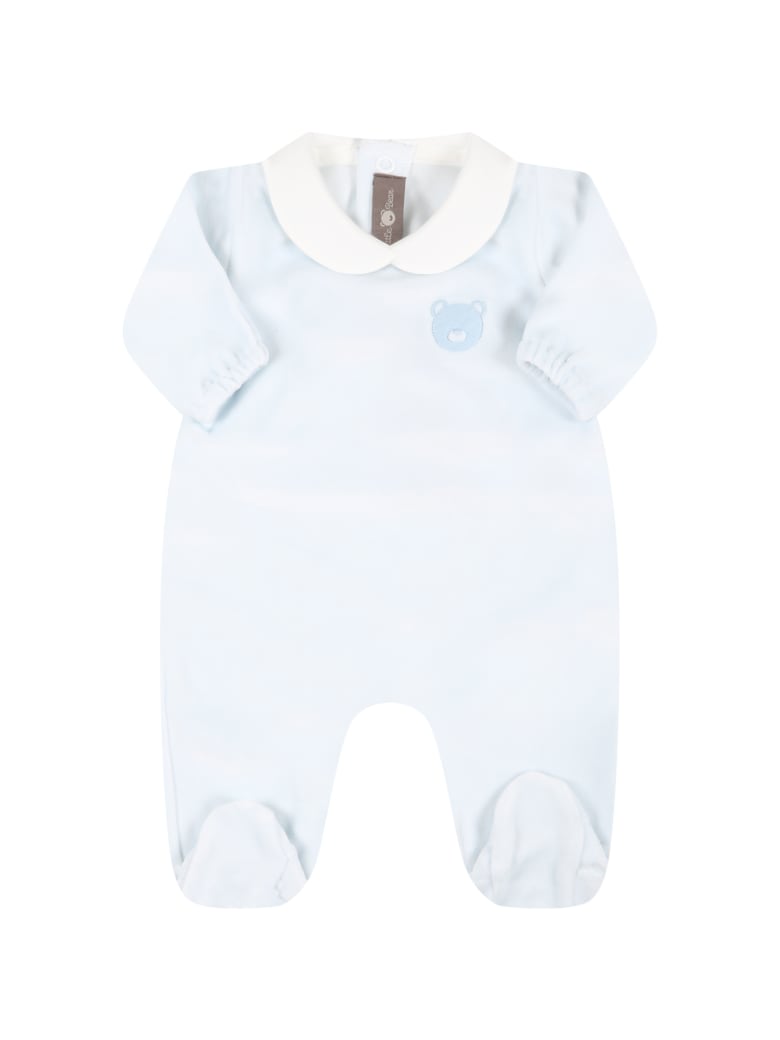 Little Bear Light Blue Babygrow For Baby Girl With Bear - Light Blue