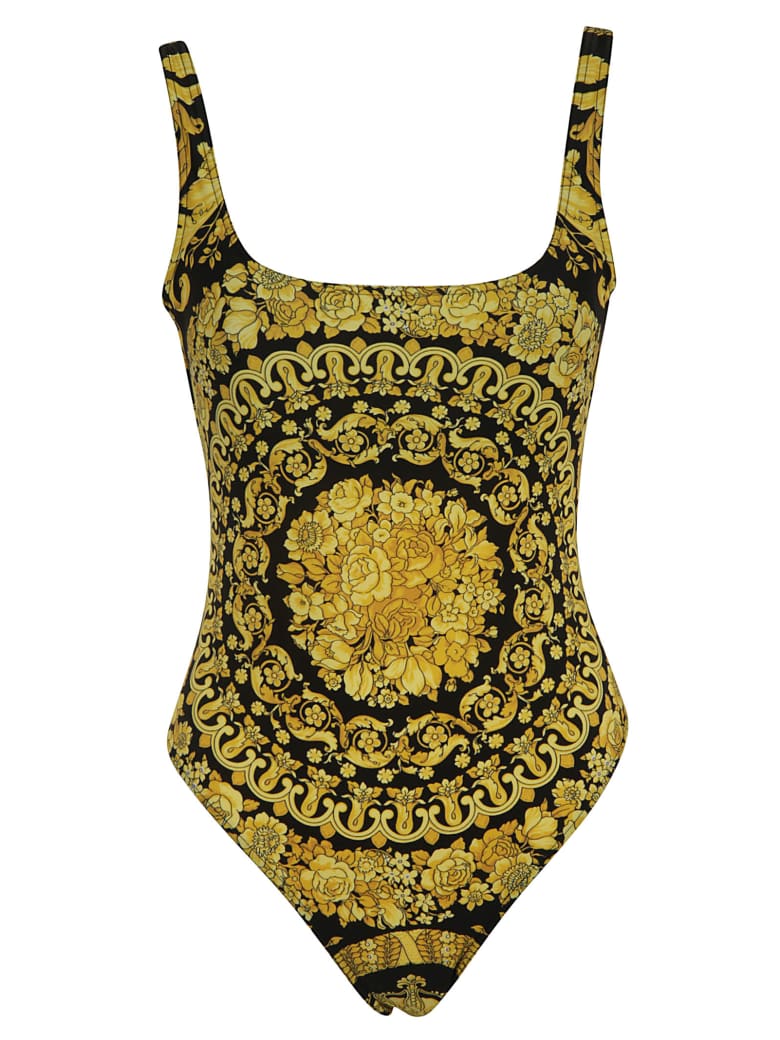 Versace Floral Printed Top - Black