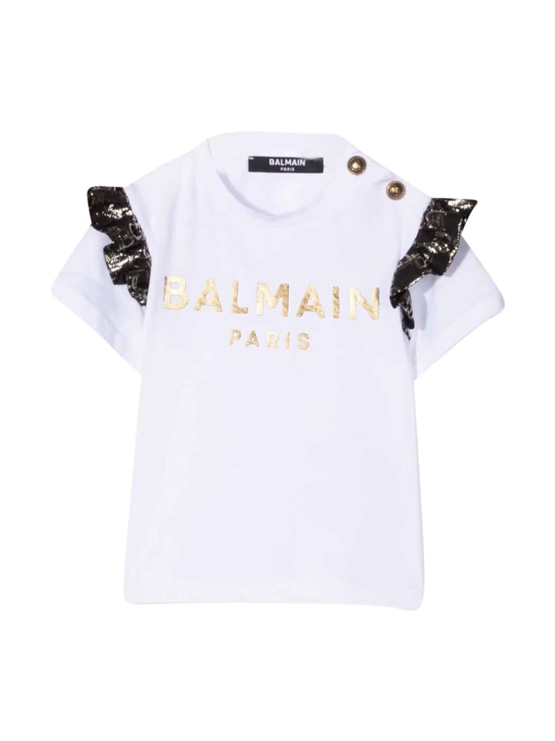 Balmain Unisex White T-shirt - Bianco/oro