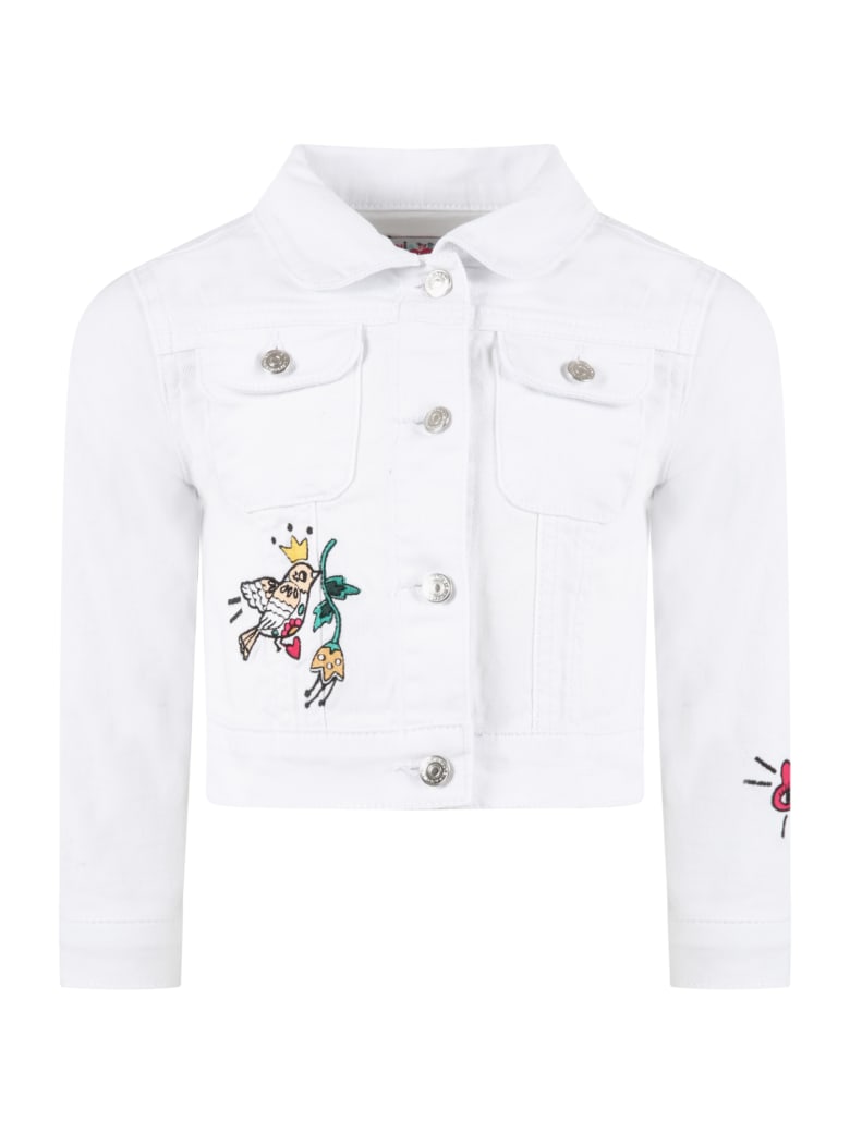 Sonia Rykiel White Jacket For Girl With Patches - White