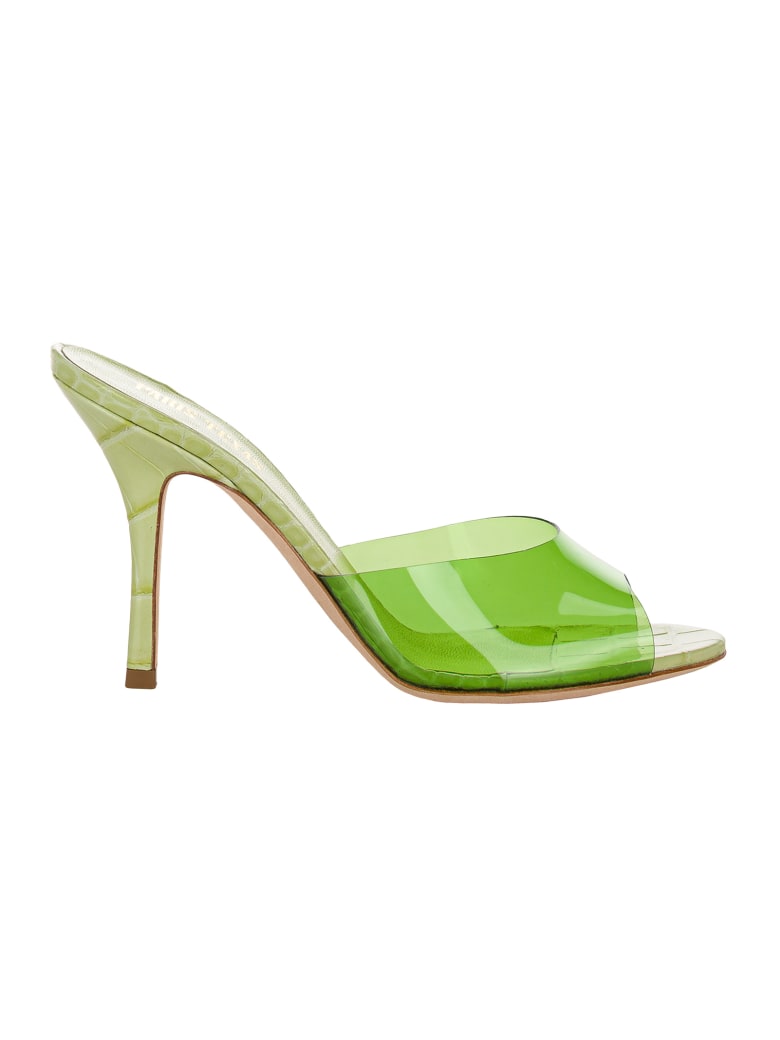 Paris Texas Croc-effect Leather And Pvc Sandals - Verde