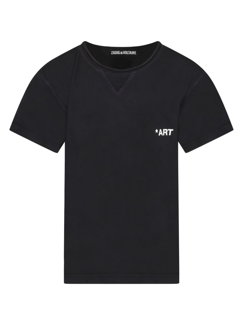 Zadig & Voltaire Black T-shirt For Kids With Print - Black