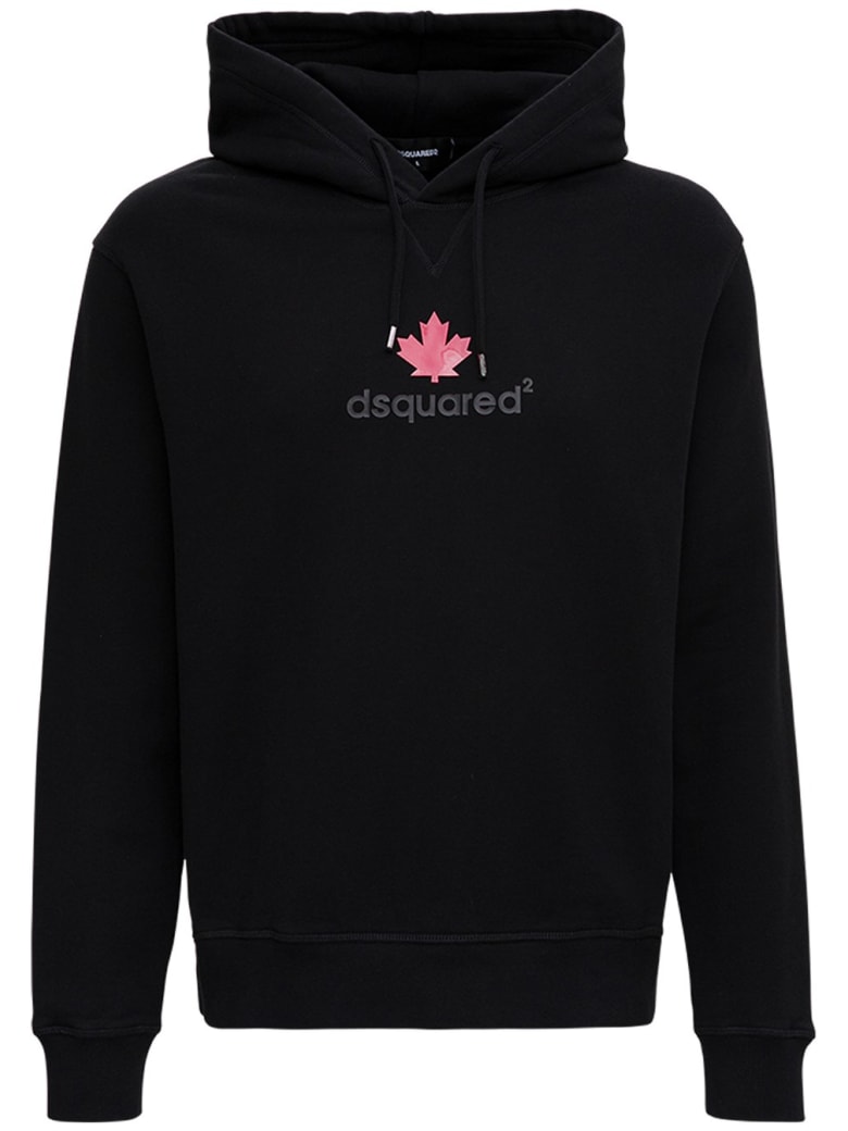 Dsquared2 Black Cotton Hoodie With Logo Print - Black