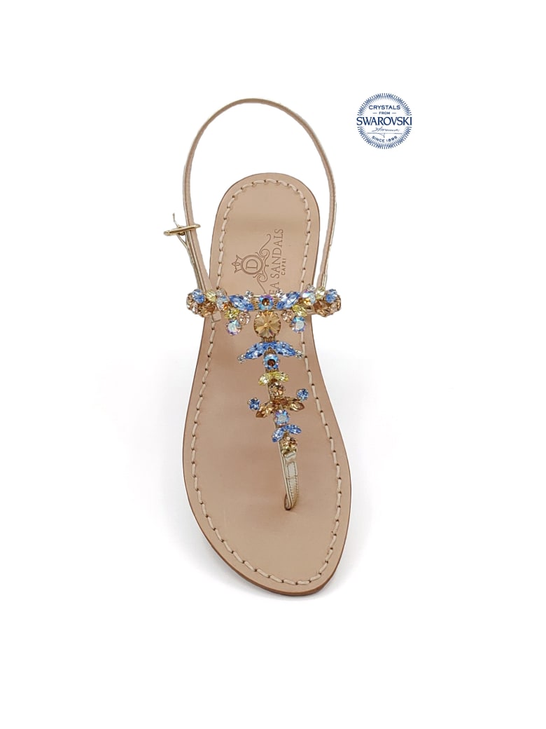Dea Sandals Scopolo Jewel Thong Sandals - gold, blue, brown