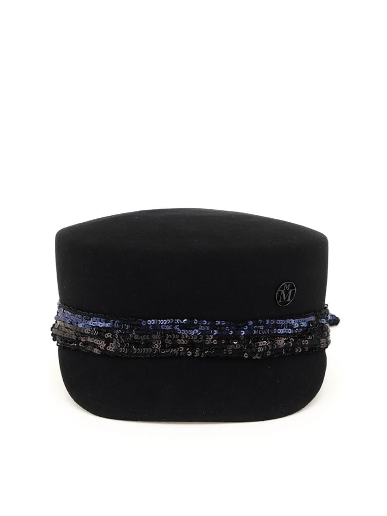 Maison Michel Abby Felt And Sequins Beret - Nero