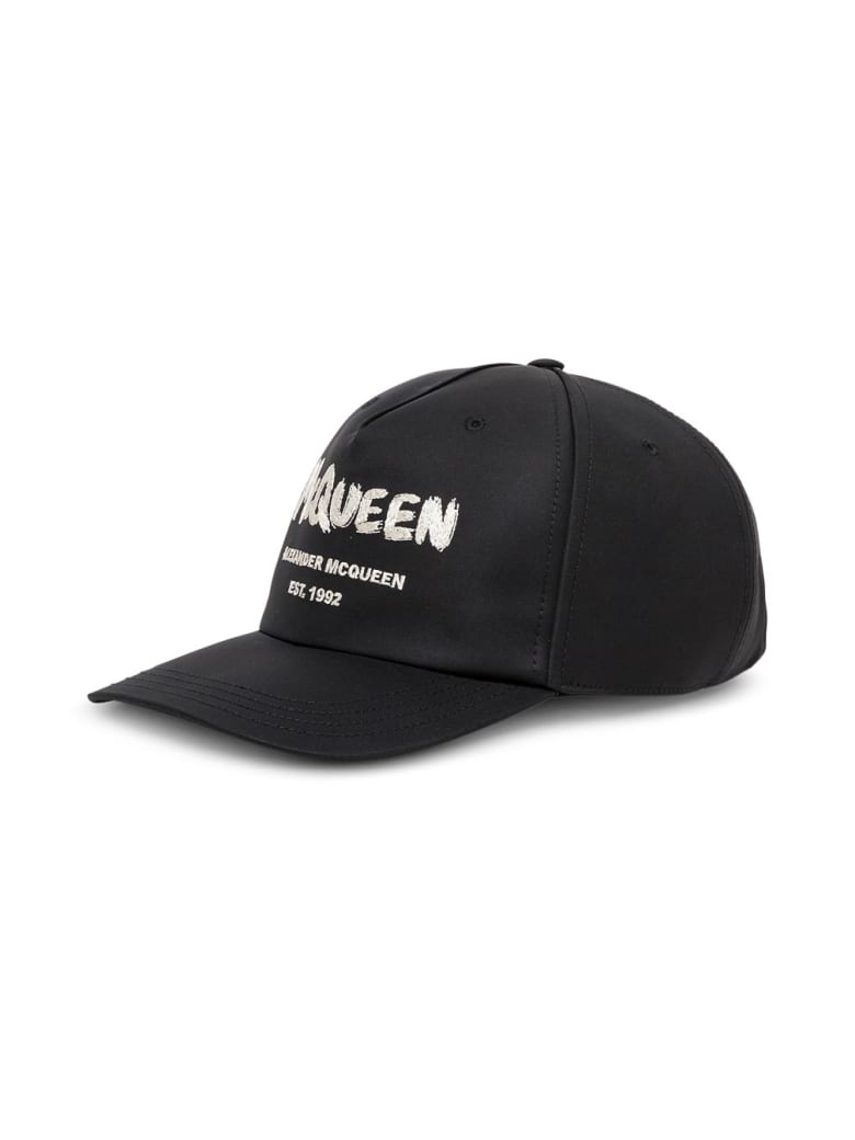 Alexander McQueen Black Hat With Graffiti Logo - Black