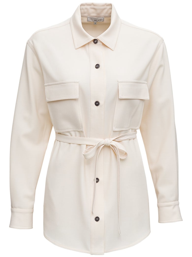Antonelli Cloe Wool Blend Jacket In Ivory Color - White