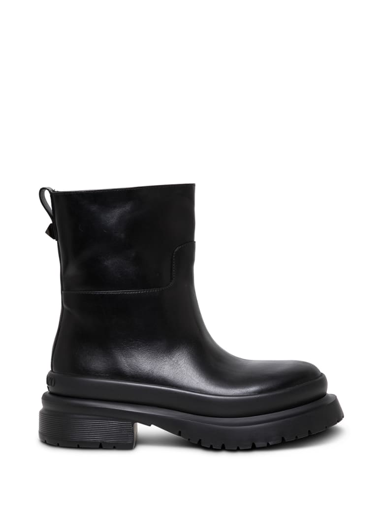Valentino Garavani Roman Stud Black Leather Boots - Black