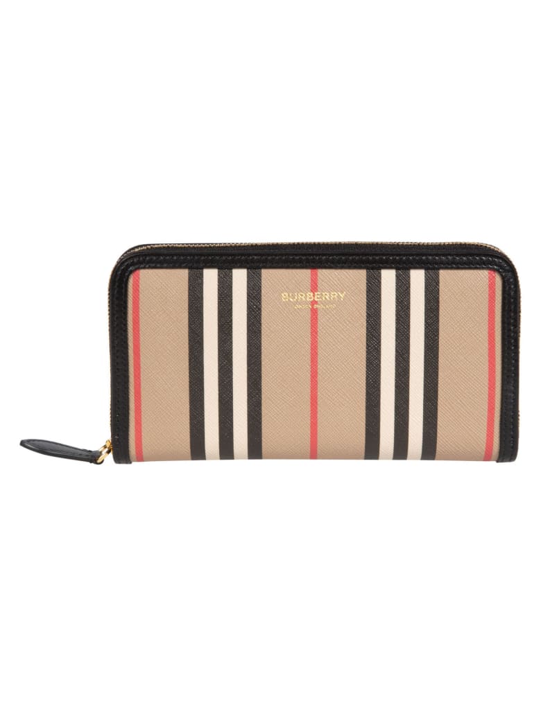 Burberry Elmore Icon Stripe Zip-around Wallet - Archive Beige