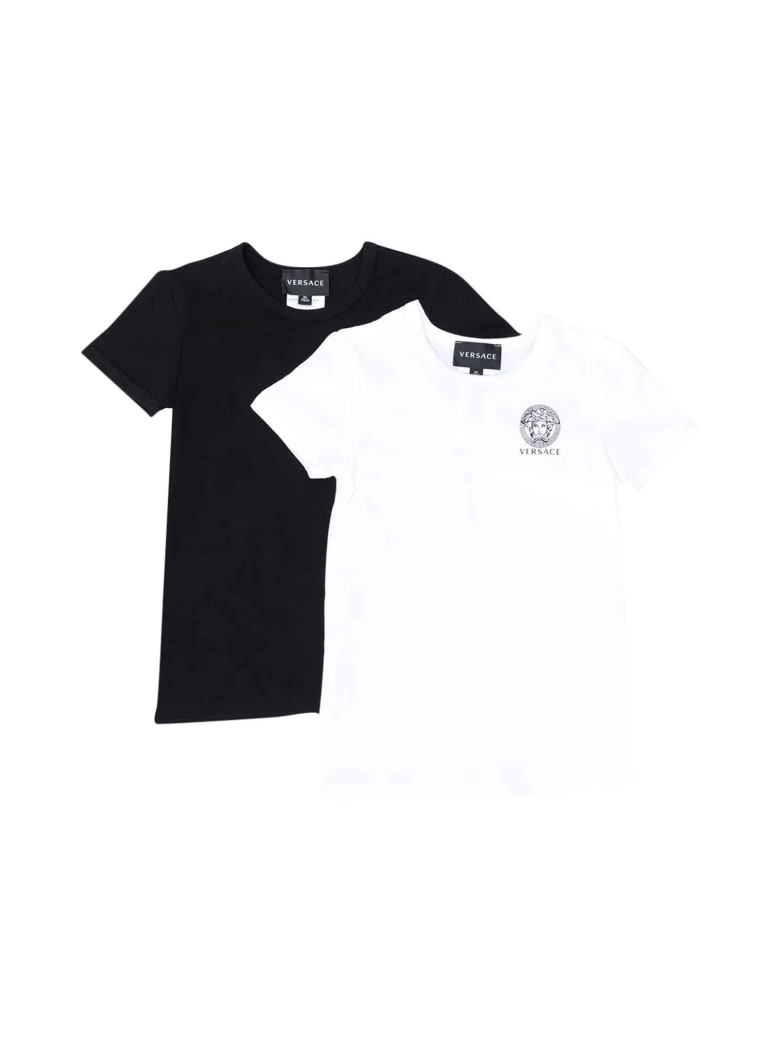 Versace Unisex Black And White T-shirt Set - Bianco/nero