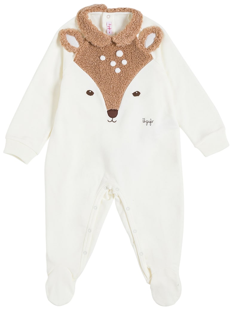Il Gufo Cotton Romper With Fawn Detail - Beige