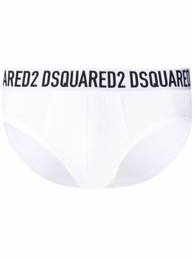 Dsquared2 White Cotton Briefs With Logo - White