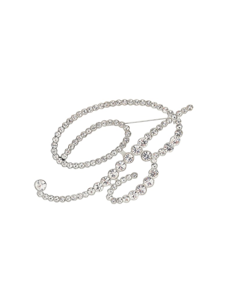Blumarine Crystal B Monogram Brooch - ARGENTO (Silver)
