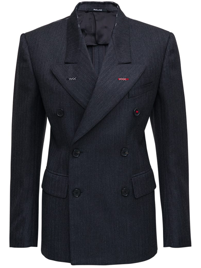 Maison Margiela Double-breasted Pinstripe Wool Blazer - Grey