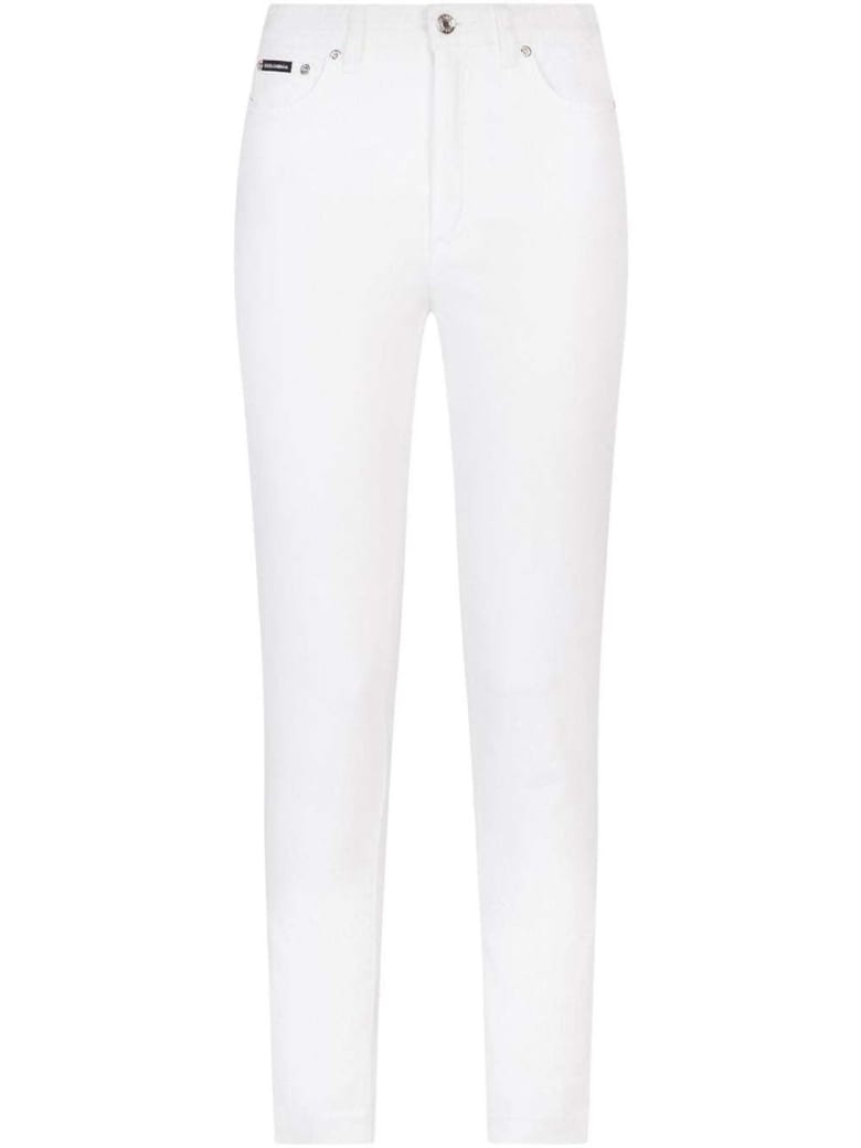 Dolce & Gabbana Five.pocket Trousers In White Stretch Denim - White