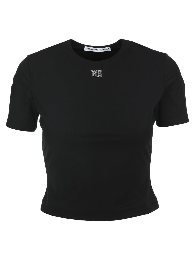 T by Alexander Wang Crystal Logo T-shirt - BLACK