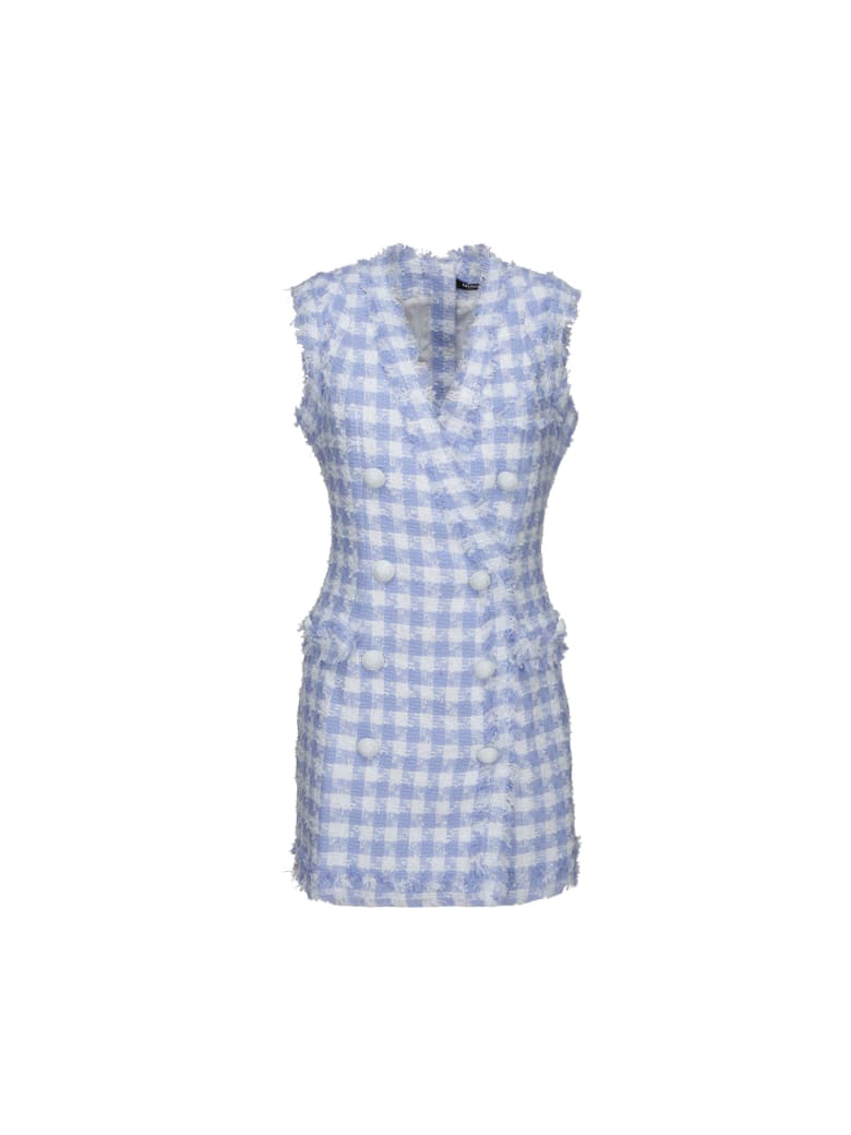 Balmain Sleevelees Dress - Blanc/bleu pale