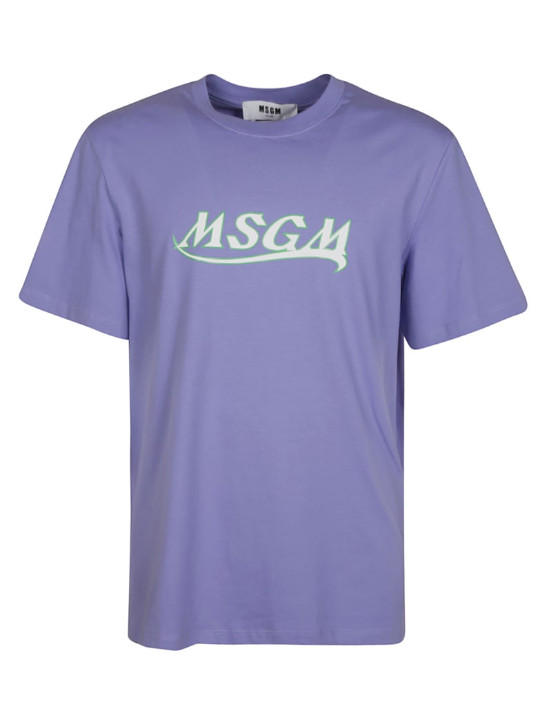 MSGM Chest Logo Print T-shirt - Lavender