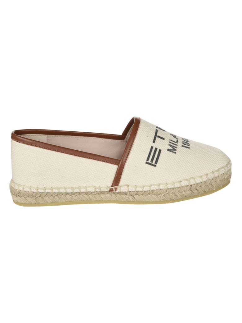 Etro Logo Print Espadrillas - Beige/Red