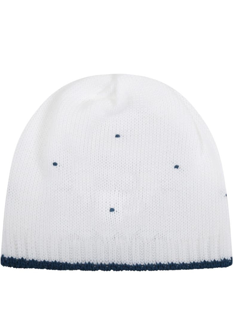 Little Bear White Hat For Babyboy With Polka-dots - White
