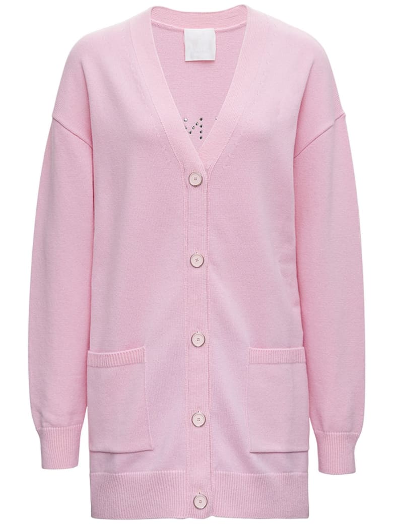 Givenchy Wool And Cashmere Pink Cardigan With Logo - Pink