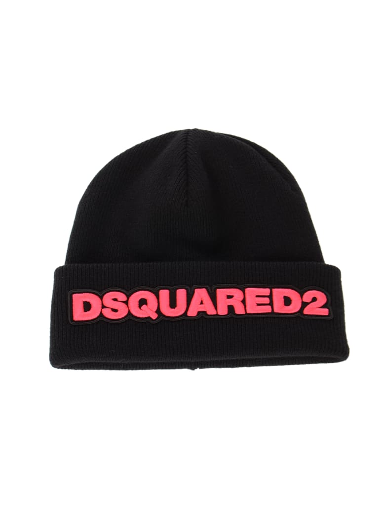 Dsquared2 Logo Patched Beanie - Nero
