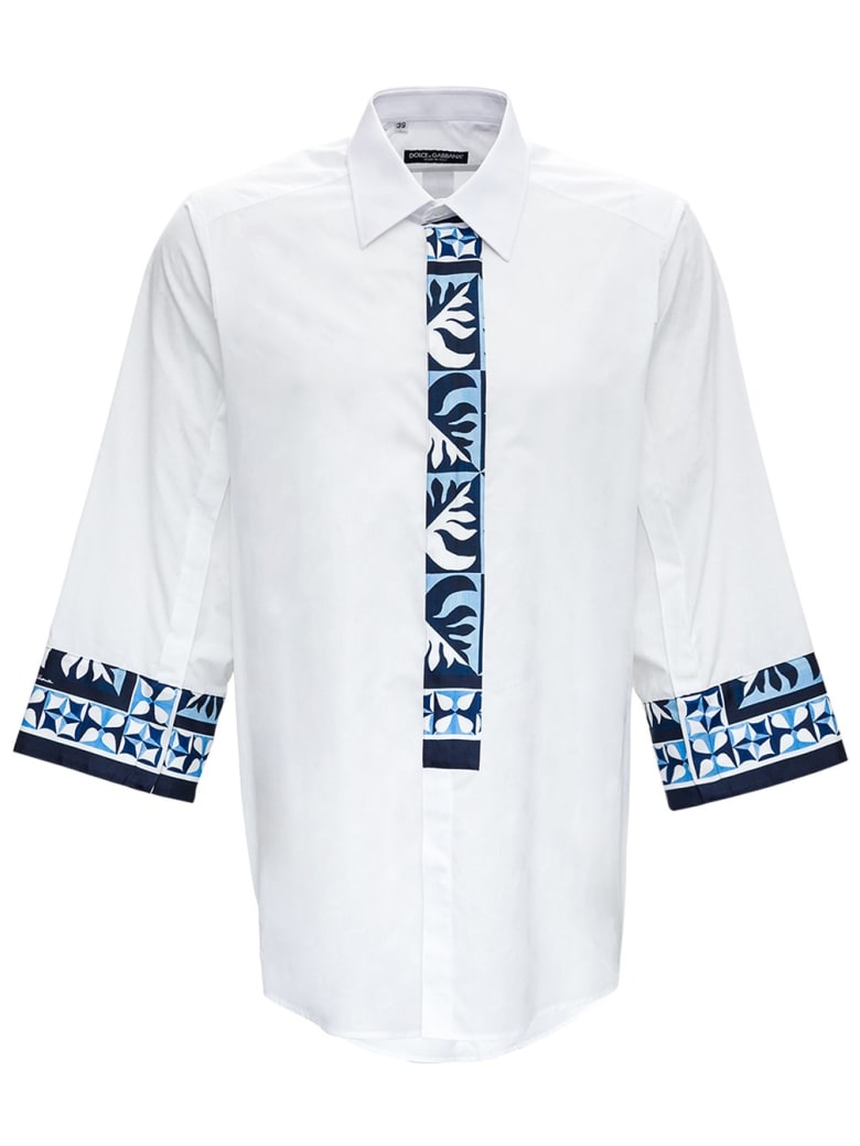 Dolce & Gabbana Oxford Patch Shirt In Cotton Poplin - White