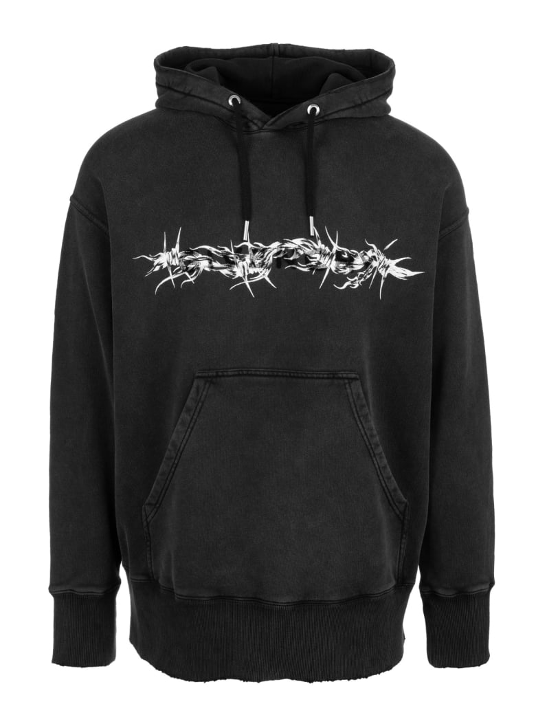 Givenchy Man Black Barbed Wire Oversize Hoodie - Nero