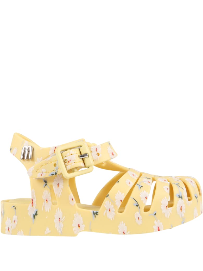 Melissa Yellow Sandals For Girl With Daisies - Yellow