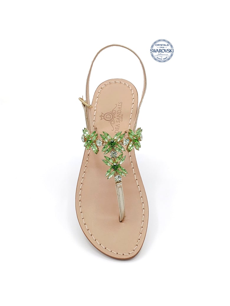 Dea Sandals Bagni Di Tiberio Jewel Thong Sandals - gold, green