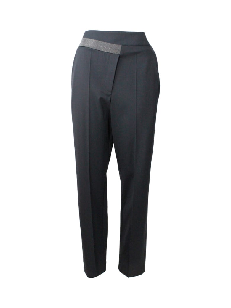 Brunello Cucinelli Trousers With Monili - Black