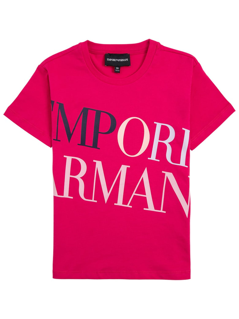 Emporio Armani Cotton T-shirt With Logo Print - Pink