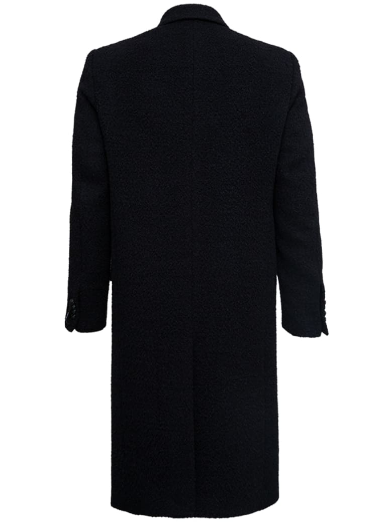 Tonello Double-breasted Black Wool Coat - Black