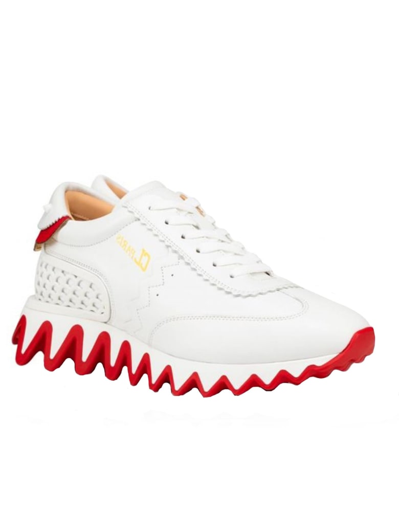 Christian Louboutin White Leather Loubishark Sneakers | italist