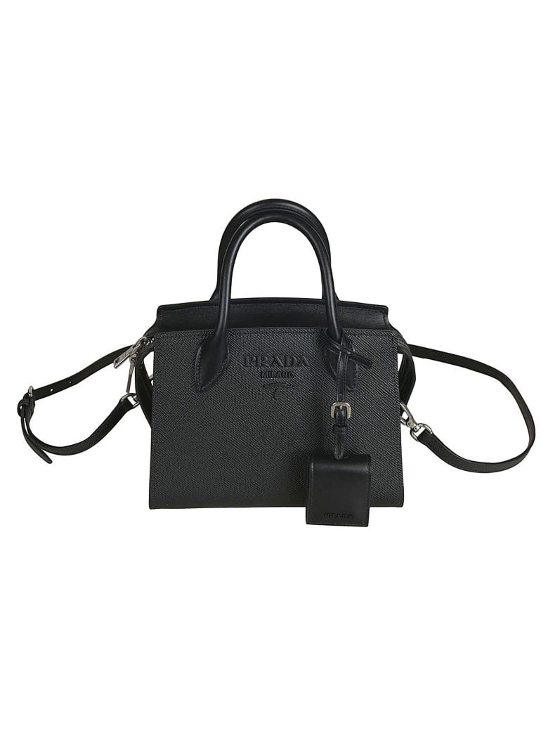 Prada Embossed Logo Tote - Black