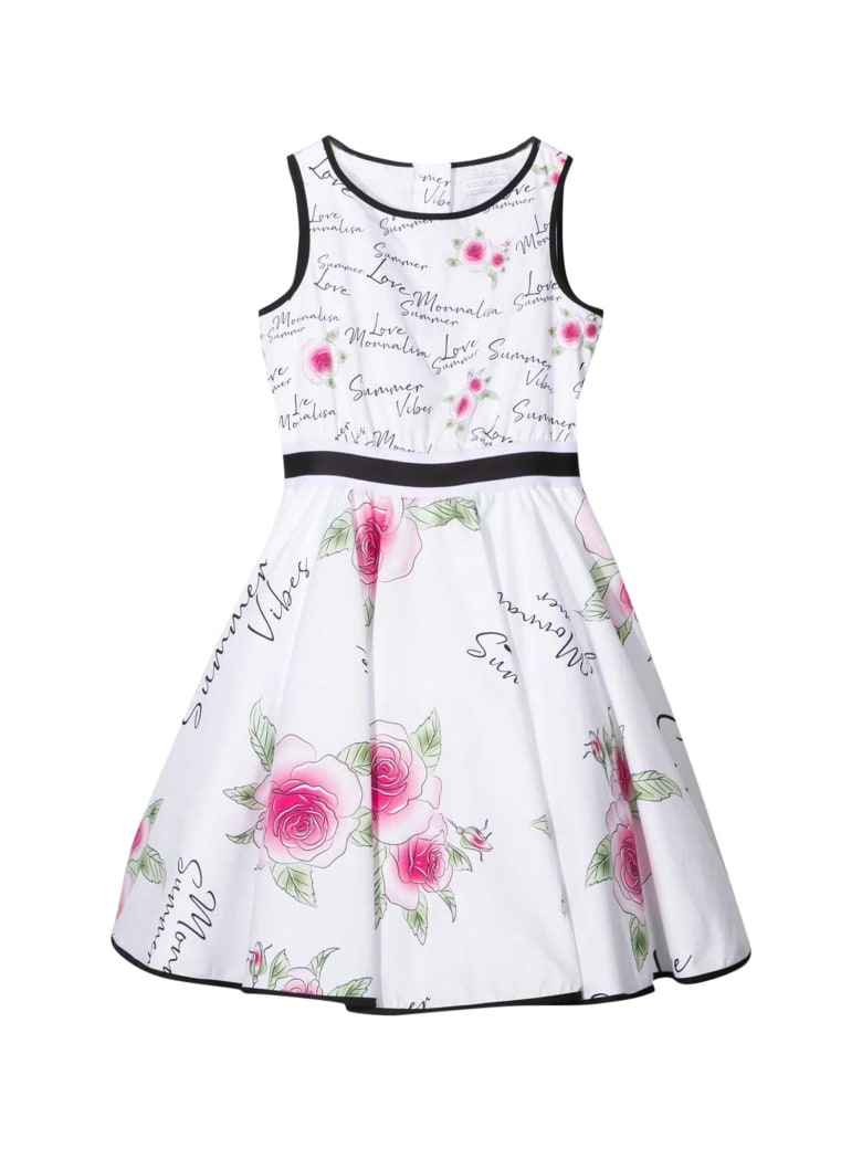 Monnalisa White Dress - Bianco e Rosa