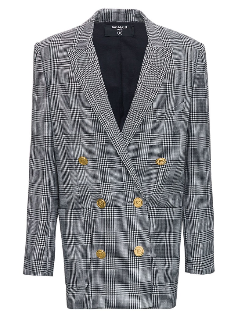 Balmain Double-breasted Glenn Plaid Blazer - Black