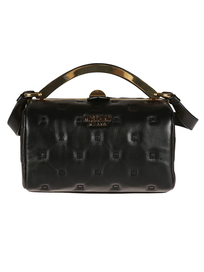 Moschino Stitch Detail Twist Top Shoulder Bag - Black