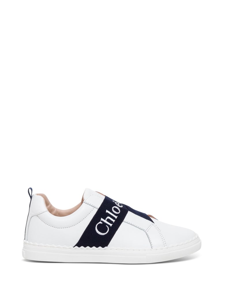 Chloé Leather Sneakers With Logo Band Detail - White