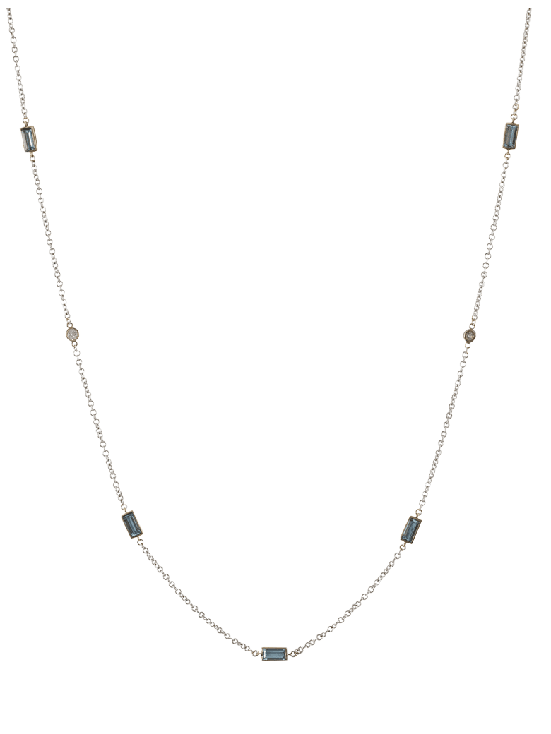Lo Spazio Jewelry Lo Spazio Aquamarine and Diamond Necklace - Sky_Blue