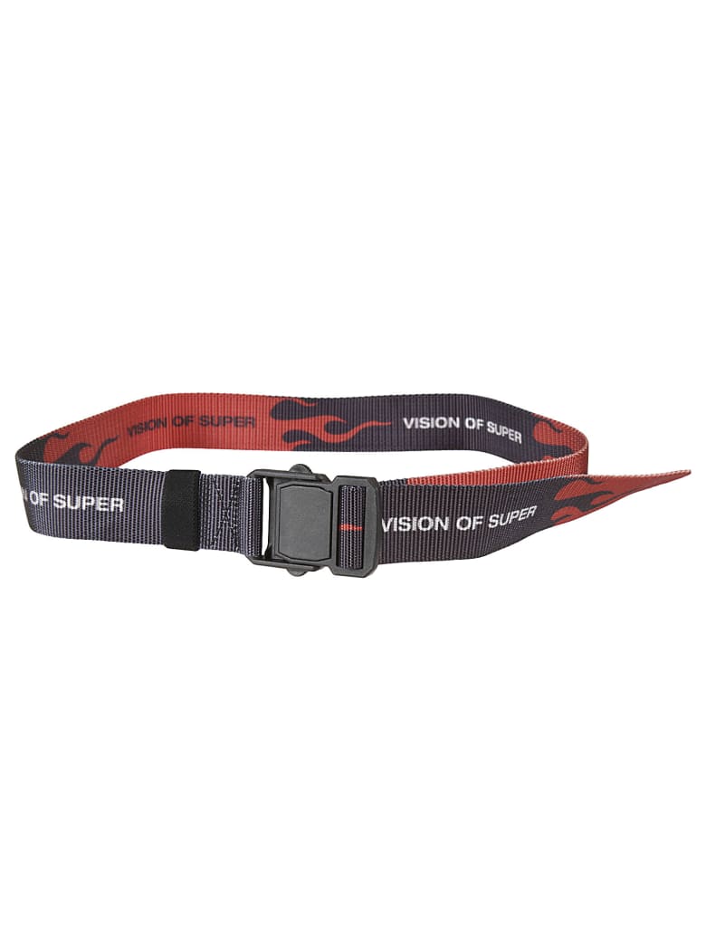 Vision of Super Flame Logo Print Belt - Black/Red