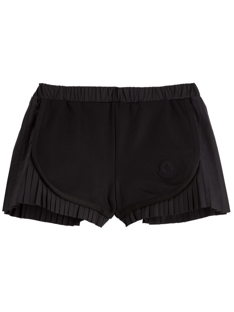 Moncler Pleated Cotton Blend Shorts - Black